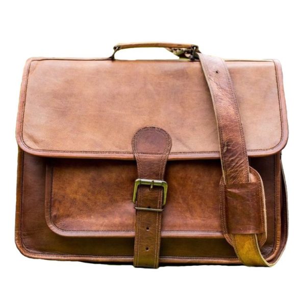 Vintage Leather Laptop Bag 16" Messenger Handmade Briefcase Crossbody Shoulder Bag