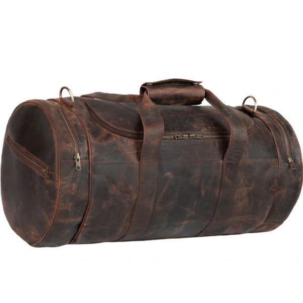 26 inch Handmade Vintage Brown Leather Duffel Travel Gym Sports Weekend Bag for Men