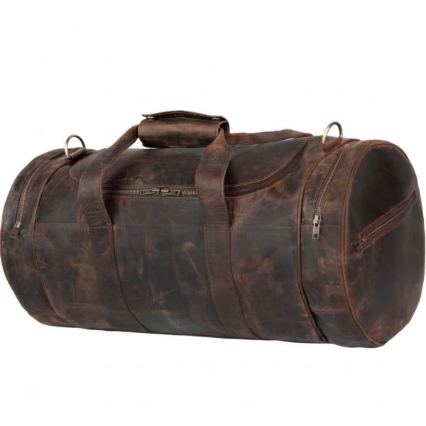 26 inch Handmade Vintage Brown Leather Duffel Travel Gym Sports Weekend Bag for Men